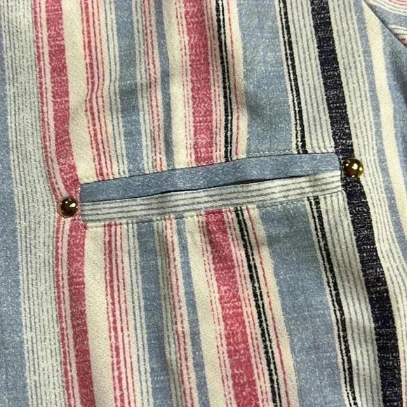 Flower & Feather Womens Striped Zip Short Sleeve Top Tshirt Size 3XL NWT - Picture 6 of 9